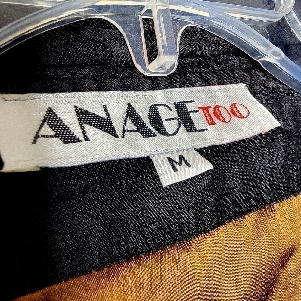 Anage Too vintage women's m black button down embellished sparkly geometric top - Picture 8 of 15
